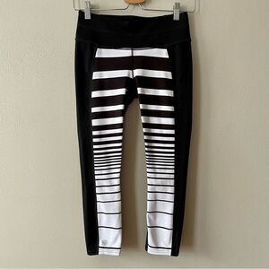 Athleta Black/White Striped Leggings - Size: XS
